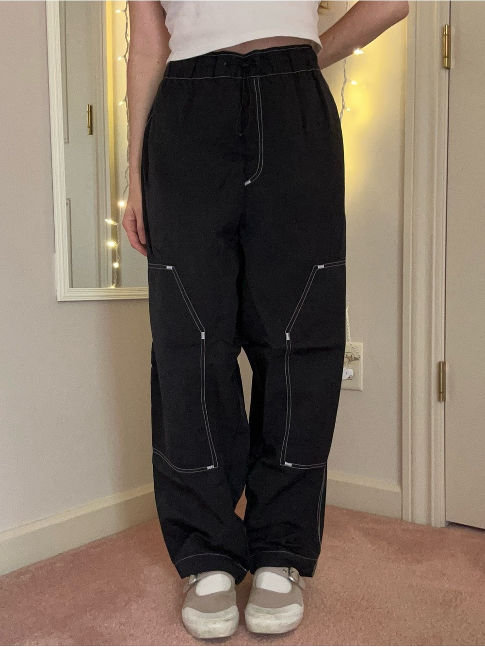 Black Nike Pants With White Stitching